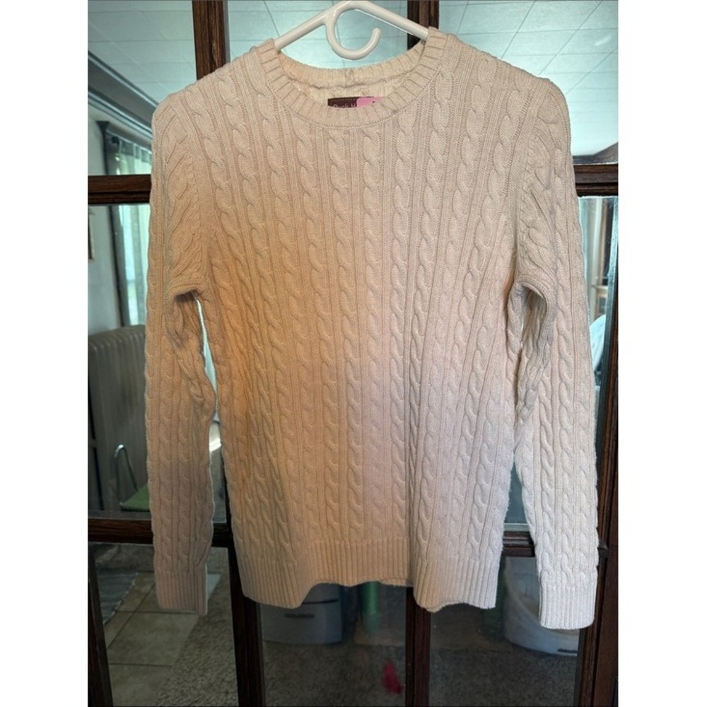 Duck Head Classic Cream Cable Knit Cotton Sweater Womens Medium Ivory Pullover